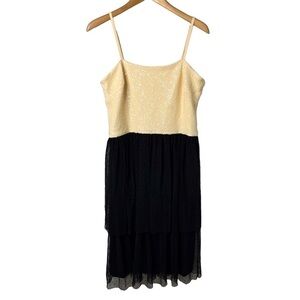 Dress The Population Kady Cocktail Dress Black Cream Sequin Size XL Wedding
